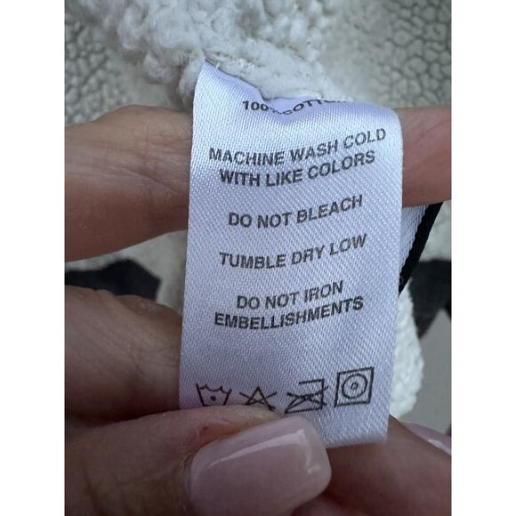 Y2K Vintage Women’s Ed Hardy Sherpa Lined Pom Pom String Studded Hoodie Sz S - Picture 9 of 15